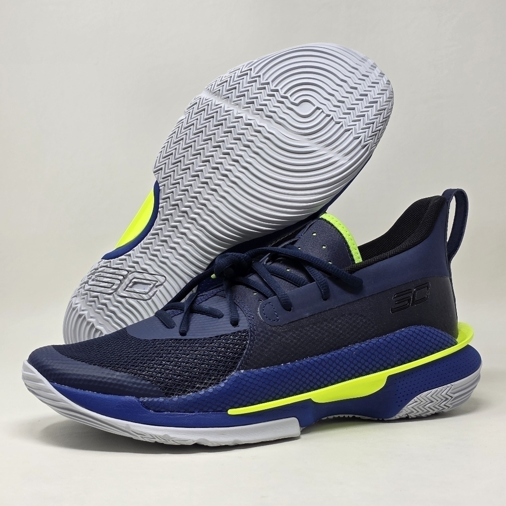 Under Armour Curry 7 Dub Nation Basketball Shoe 3021258-405 Navy/Volt Sz 9.5 New